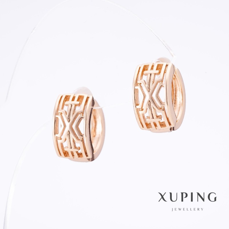 Xuping Earrings "Slavianka" 18K Gold Plating, Length 1.5cm, Thickness 8.5mm