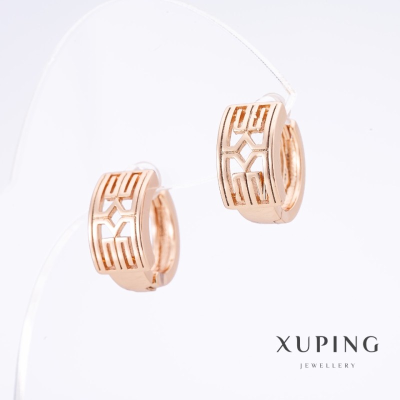 Xuping Earrings 18K Gold Plating, Length 1.5cm, Thickness 7.5mm