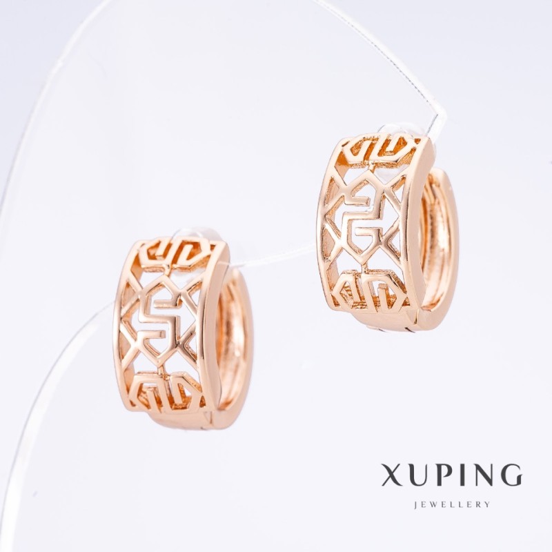 Xuping Earrings 18K Gold Plating, Length 1.5cm, Thickness 8mm