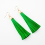 Green Tassel Earrings, 8cm, Gold Metal Colour