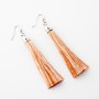 Caramel Stripe Tassel Earrings, 8cm, Silver Metal Colour