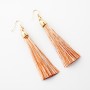 Caramel Stripe Tassel Earrings, 8cm, Gold Metal Colour