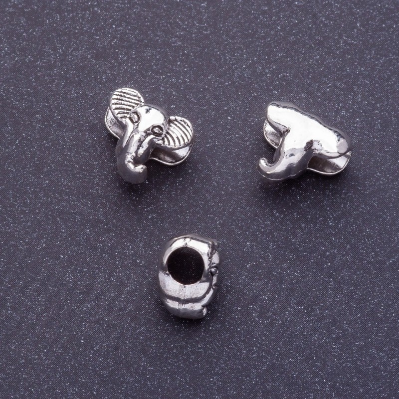 Pandora-Style "Elephant" Bead 10x12mm, 4.5mm Hole, 20g Pack ±11pcs