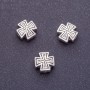 Jewellery Finding Cross Bead Insert, length 10mm, hole ⌀1–1.5mm, silver colour, pack 20g +/- 10pcs