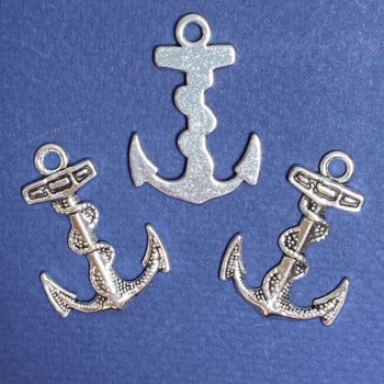 Anchor Pendant Finding, length 35mm d1-3mm, silver colour, pack of 7pcs