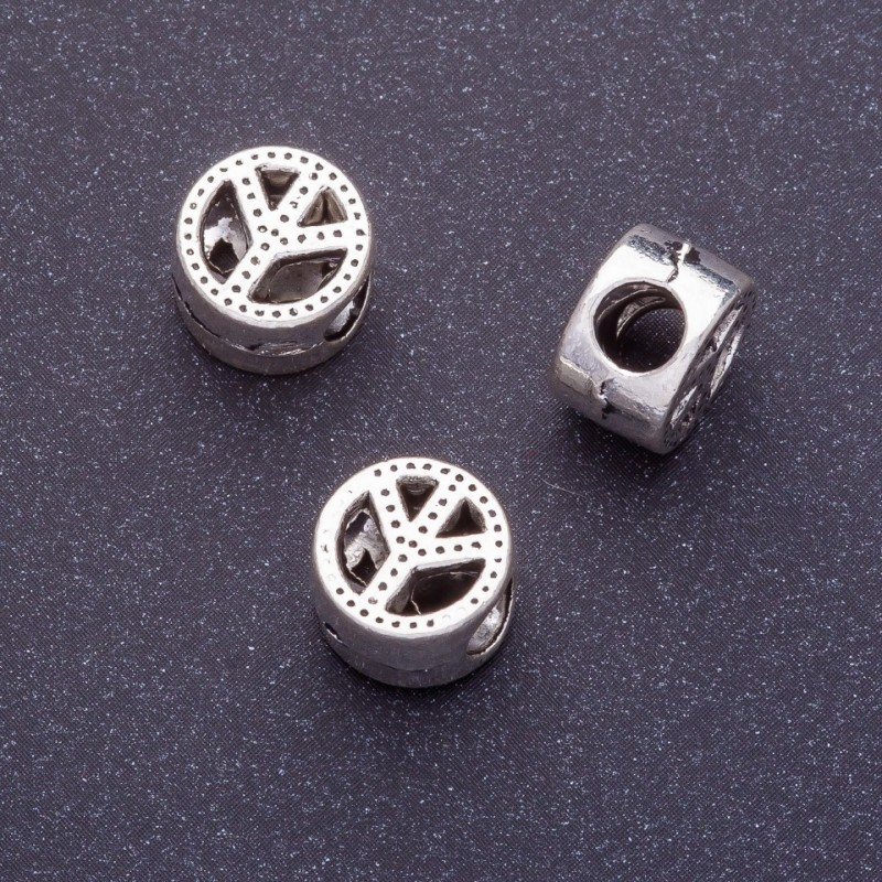 Pandora-Style "World" Bead d1-11mm d2-4mm, 20g Pack ±9pcs