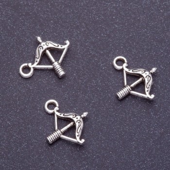Finding – Crossbow Pendant, length 16mm d1-1.5mm, colour silver, pack 20g +/-42pcs