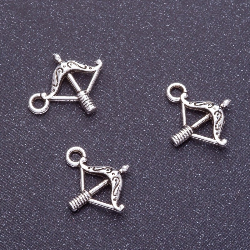 Finding – Crossbow Pendant, length 16mm d1-1.5mm, colour silver, pack 20g +/-42pcs