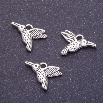 Finding – Hummingbird Bird Pendant, length 11x16mm d1mm, pack 20g +/-13pcs