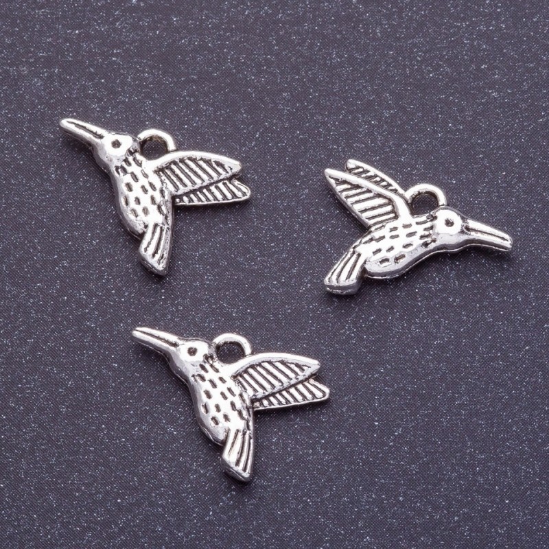Finding – Hummingbird Bird Pendant, length 11x16mm d1mm, pack 20g +/-13pcs