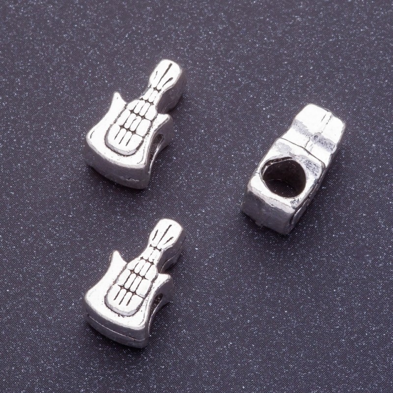 Pandora-Style "Guitar" Bead 8x15mm, 4mm Hole, 20g Pack ±7pcs