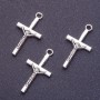 Crucifix Cross Pendant Finding, Length 28mm, Hole 1-1.5mm, Silver Colour, Pack 20g +/-19pcs