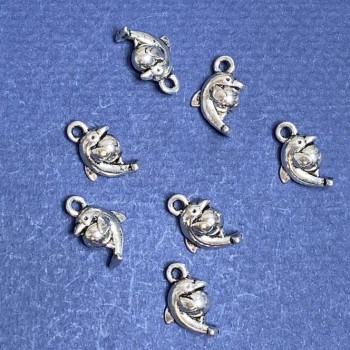 Dolphin with Ball Pendant Finding, Length 15x9mm, Pack 20g +/-17pcs