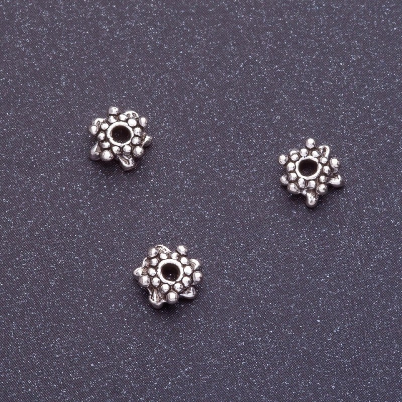 Findings Snowflake Spacer Bead, d1-6mm d2mm, Silver Colour, Pack 20g +/-51pcs