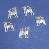 Pug Dog Pendant Finding, Length 16mm, Hole 1-1.5mm, Silver Colour, Pack 20g +/-13pcs