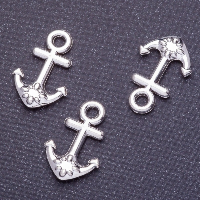 Anchor Pendant Finding, Length 20x13mm, Hole Diameter 1-1.5mm, Silver Colour, Pack 20g 19pcs (+/-)