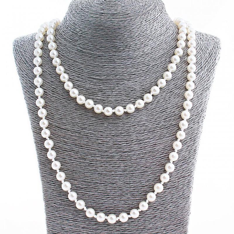 Long Pearl Necklace (artificial plastic), diameter 8mm, 150 cm +