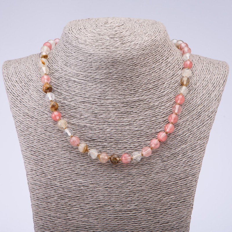 Natural Stone Necklace Chalcedony, diameter 8mm, length 45cm