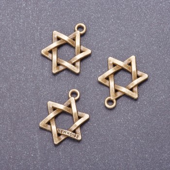 Findings Pendant Star of David L3mm, diameter 18mm bronze metal pack 20g +/- 11 pcs