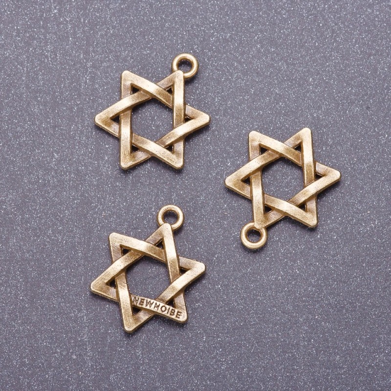 Findings Pendant Star of David L3mm, diameter 18mm bronze metal pack 20g +/- 11 pcs