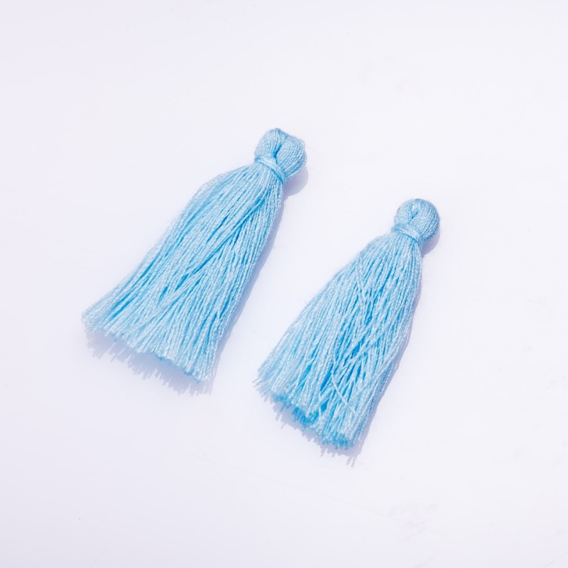 Craft Findings: Blue Cotton Brush Bead, 3 cm length, 4 mm diameter (pair)