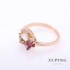 Xuping Ring, gold-coloured metal, multicoloured stones 4mm, sizes 16, 17, 18, 19