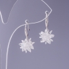 White Crystal Earrings "Snowflakes", diameter 12mm, length 2.5cm