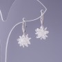 White Crystal Earrings "Snowflakes", diameter 12mm, length 2.5cm