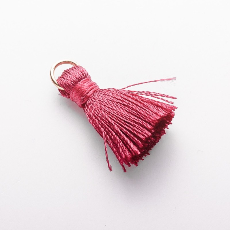 Craft Blank Mini Tassel with Ring "Silk" Marsala Colour, 2cm Length, 5mm Diameter, Price per 1 pc