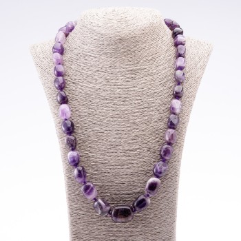 Midi Necklace made of natural Amethyst stone, diameter 10-26mm, length 65cm