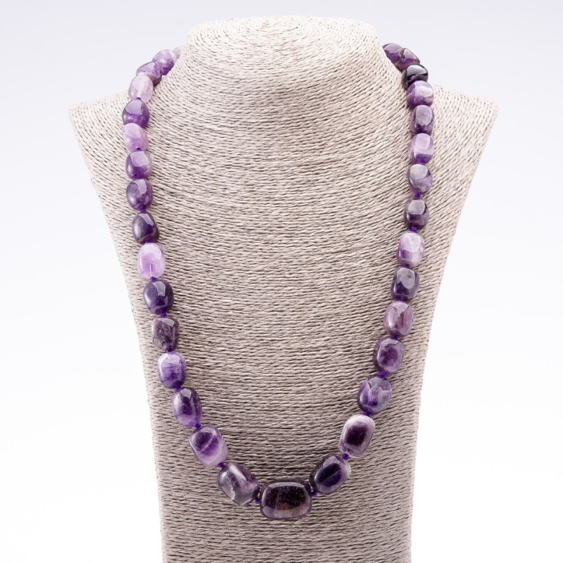 Midi Necklace made of natural Amethyst stone, diameter 10-26mm, length 65cm