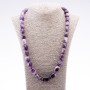 Midi Necklace made of natural Amethyst stone, diameter 10-26mm, length 65cm