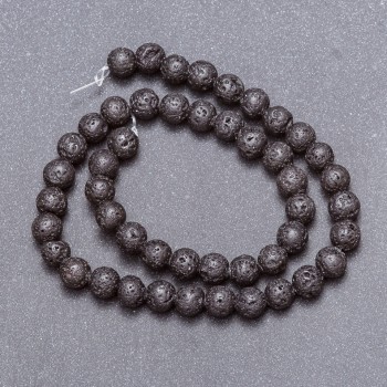 Lava Natural Stone Beads On String, Diameter 8mm+/-, Length 40cm