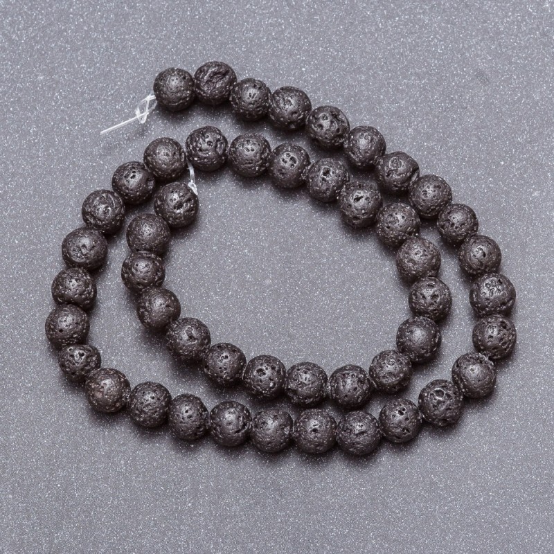 Lava Natural Stone Beads On String, Diameter 8mm+/-, Length 40cm