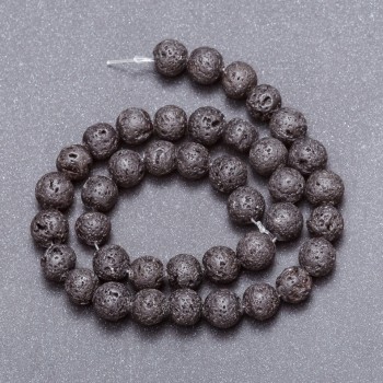 Natural Stone Beads Lava on String, diameter 10mm +/-, 37cm length