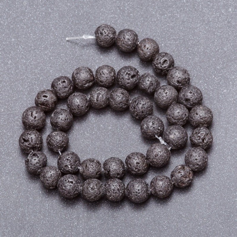 Natural Stone Beads Lava on String, diameter 10mm +/-, 37cm length