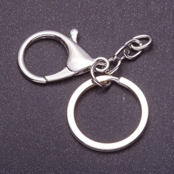 Price per Pack /10pcs. Keychain Base with Two Fittings, Carabiner + Ring, Diameter 3cm, Length 5cm