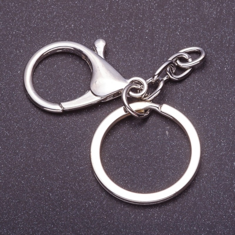Price per Pack /10pcs. Keychain Base with Two Fittings, Carabiner + Ring, Diameter 3cm, Length 5cm