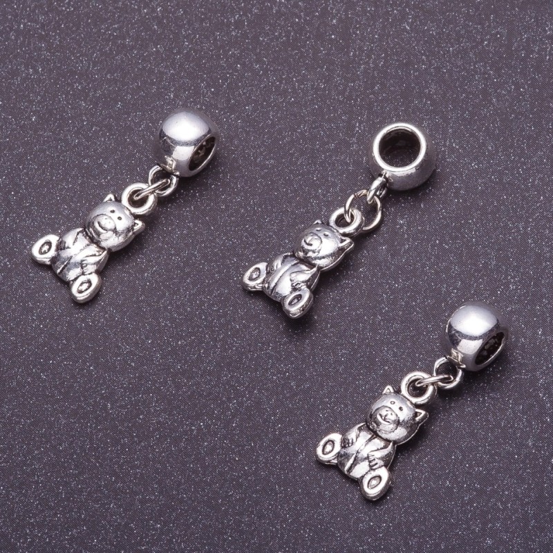 Findings Bail with Pandora Bear Charm, length 3cm, pack of 5