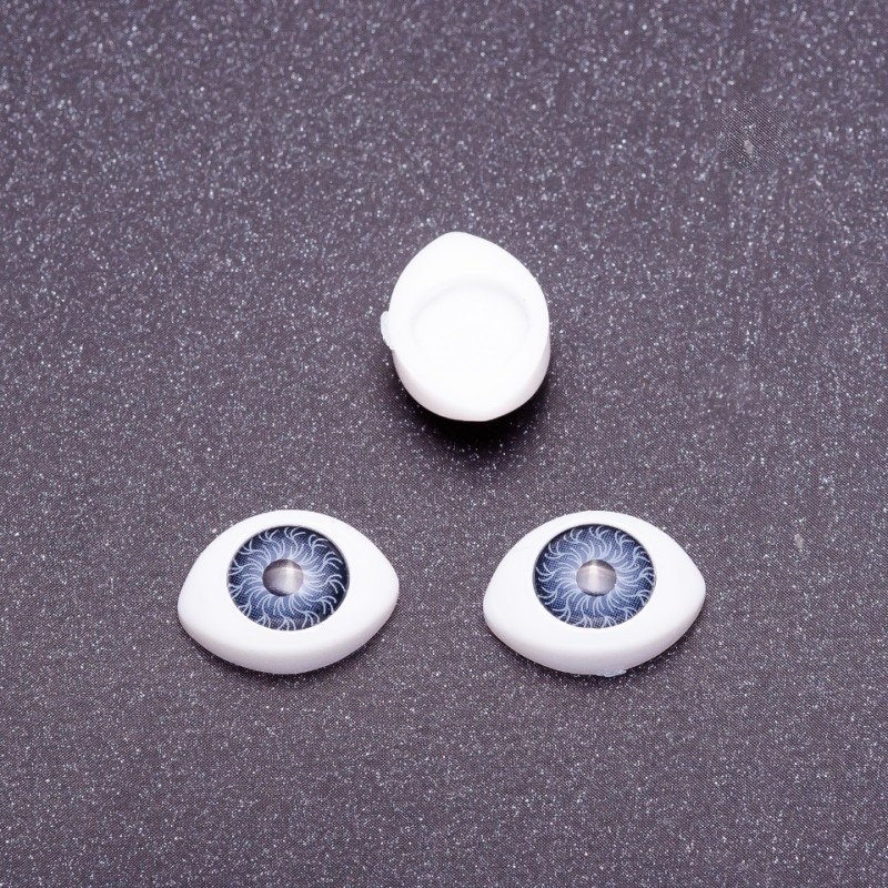 Craft Findings "Living Eyes" pair, grey pupil, diameter 6mm 8x12mm, pack of 50 pairs