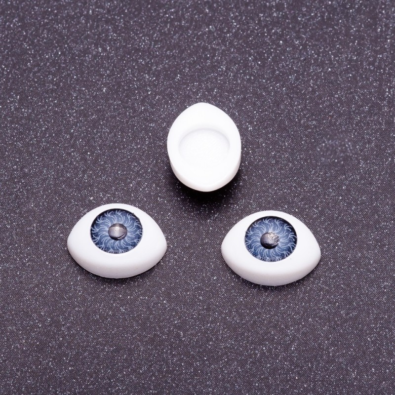 Craft Findings "Living Eyes" pair, grey pupil, diameter 8mm 11x14mm, pack of 50 pairs