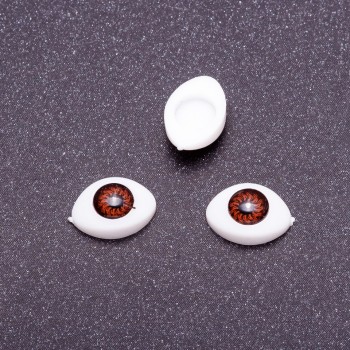 Craft Findings "Living Eyes" pair, brown pupil, diameter 6mm 8x12mm, pack of 50 pairs