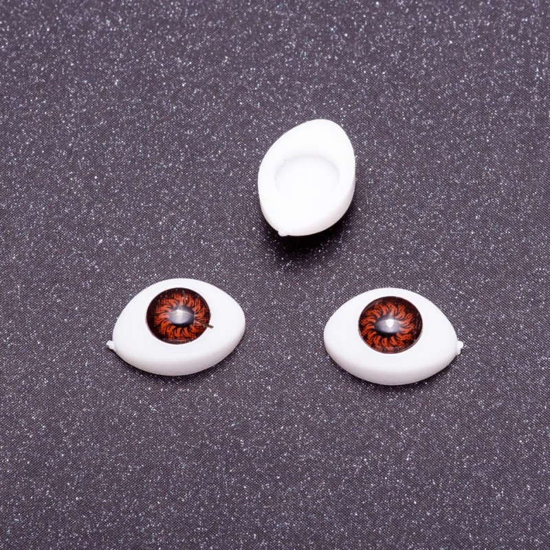 Craft Findings "Living Eyes" pair, brown pupil, diameter 6mm 8x12mm, pack of 50 pairs