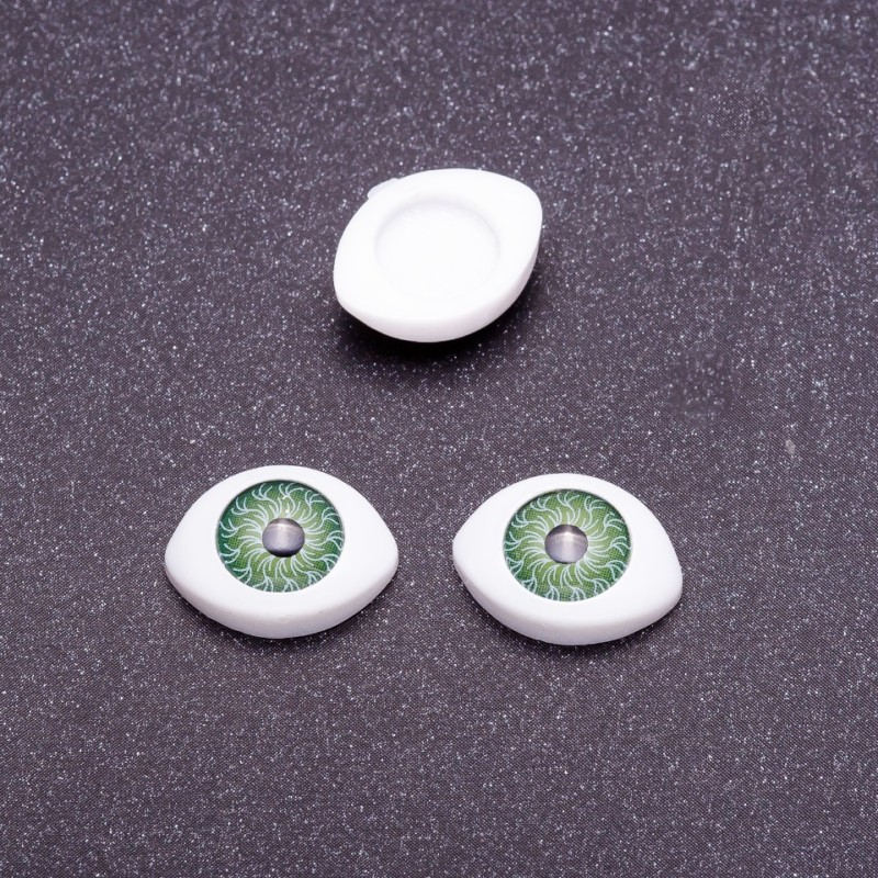 Craft Findings "Living Eyes" pair, green pupil, diameter 7mm 10x13mm, pack of 50 pairs