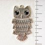 (45 mm) Owl pendant in light gray metal connected by links with black rhinestones, medium