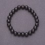 Natural Black Agate Bracelet (pressed) smooth round bead, diameter 8mm on elastic circumference 18cm