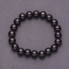 Natural Black Agate (Pressed) Bracelet, smooth round beads, 10mm diameter, on elastic band, 18cm circumference