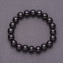 Natural Black Agate (Pressed) Bracelet, smooth round beads, 10mm diameter, on elastic band, 18cm circumference