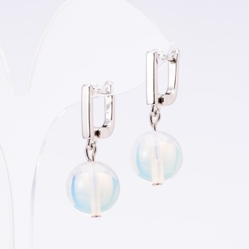 Earrings "Elegant" Moonstone, diameter 12mm, length 3cm