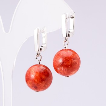 Earrings "Elegant" Sponge Coral, diameter 14mm, length 3cm